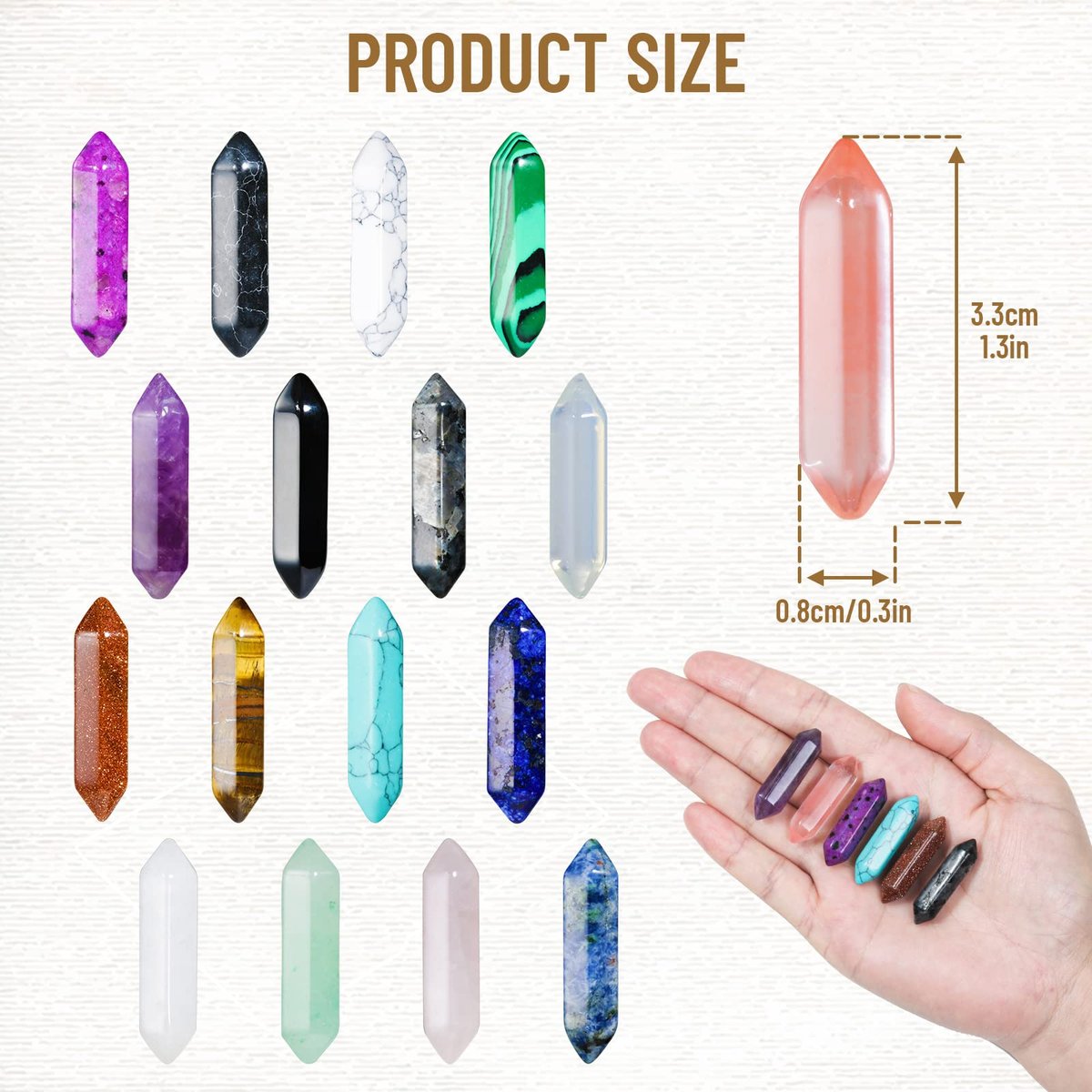 17-teiliges Heilstein-Set, sechseckig geschliffene Kugelform, Reiki-Meditation Chakra-Steine, Tigerauge Obsidian Quarz Kristalle, Edelstein-Anhänger-Set mit Aufbewahrungsbox