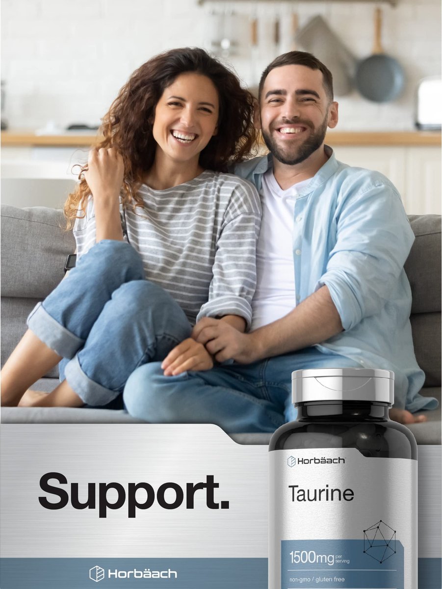 Horbäach Taurin 1500mg | 180 Kapseln | Aminosäure-Supplement | Nicht-GVO & Glutenfrei