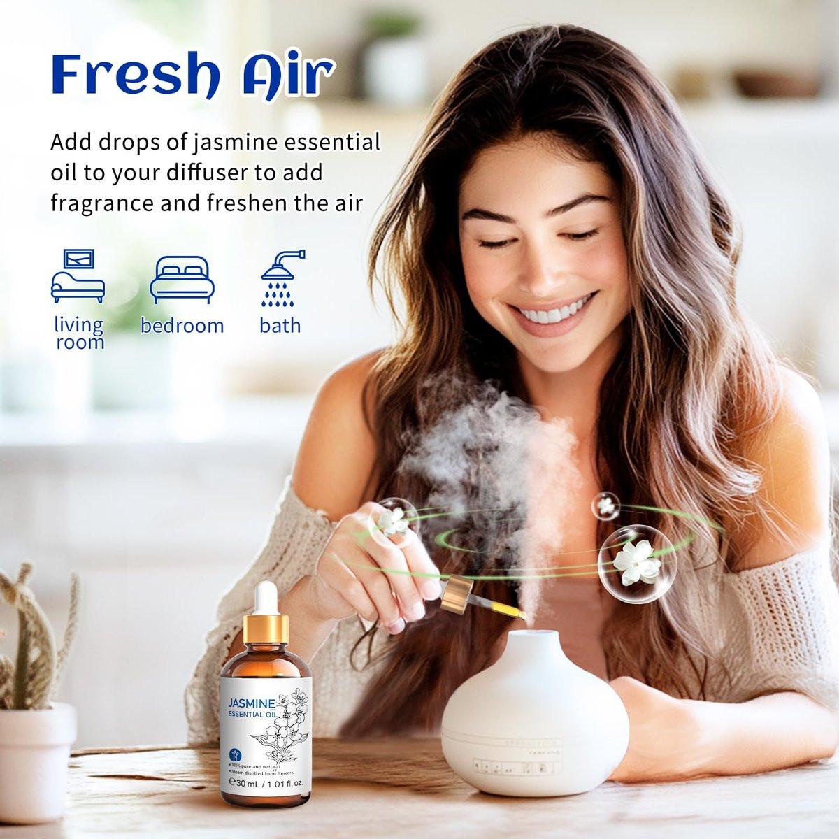 HIQILI Jasmin Ätherisches Öl 30ml - 100% Rein & Natürlich für Diffuser, Haare, Haut, Parfümherstellung