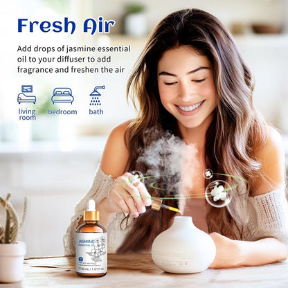 HIQILI Jasmin Ätherisches Öl 30ml - 100% Rein & Natürlich für Diffuser, Haare, Haut, Parfümherstellung