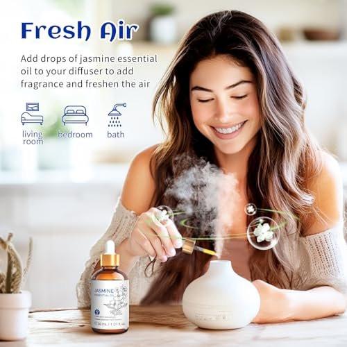 HIQILI Jasmin Ätherisches Öl 30ml - 100% Rein & Natürlich für Diffuser, Haare, Haut, Parfümherstellung