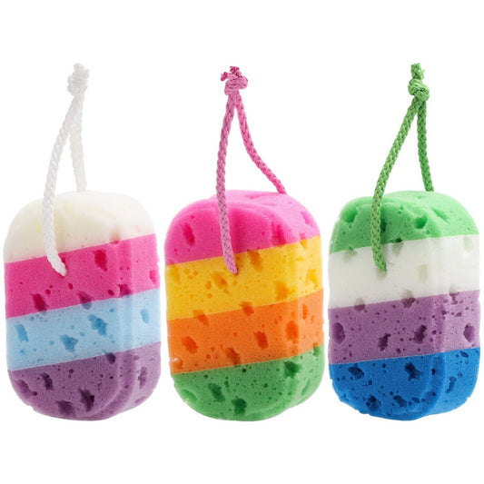 BTYMS 3-teiliger Peeling-Badeschwamm – Set mit weichen Duschschwämmen für sanfte Hautreinigung