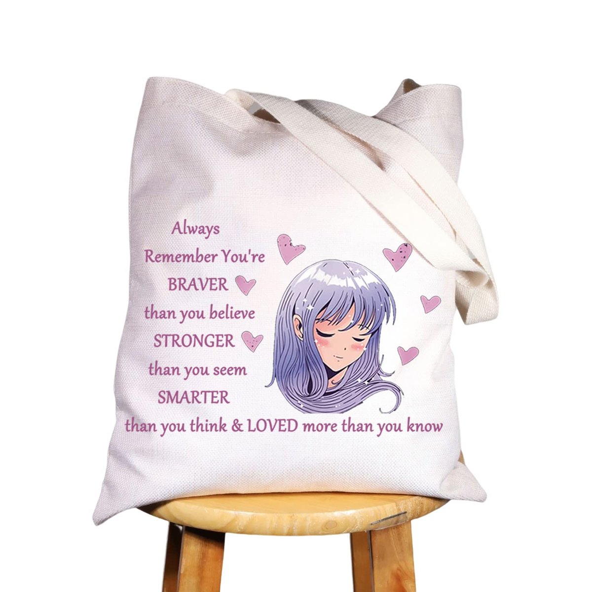 WZMPA Kosmetiktasche für Anime-Fans – Du bist mutiger, stärker, klüger als du denkst – Japan-Anime-Make-up-Reißverschlusstasche für Frauen und Mädchen (Always Amine Tote)