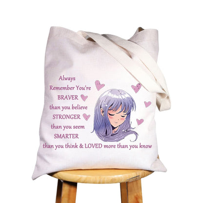 WZMPA Kosmetiktasche für Anime-Fans – Du bist mutiger, stärker, klüger als du denkst – Japan-Anime-Make-up-Reißverschlusstasche für Frauen und Mädchen (Always Amine Tote)