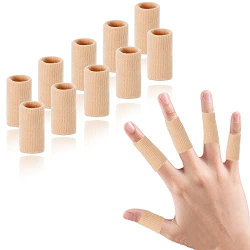 EDNYZAKRN Fingerkompressionshülsen – Unterstützung für Finger, Fingerschutz für Arthritis, Schwellungen, Basketball & Sport – Atmungsaktiv & Elastisch (10er-Pack, Beige, Einheitsgröße)