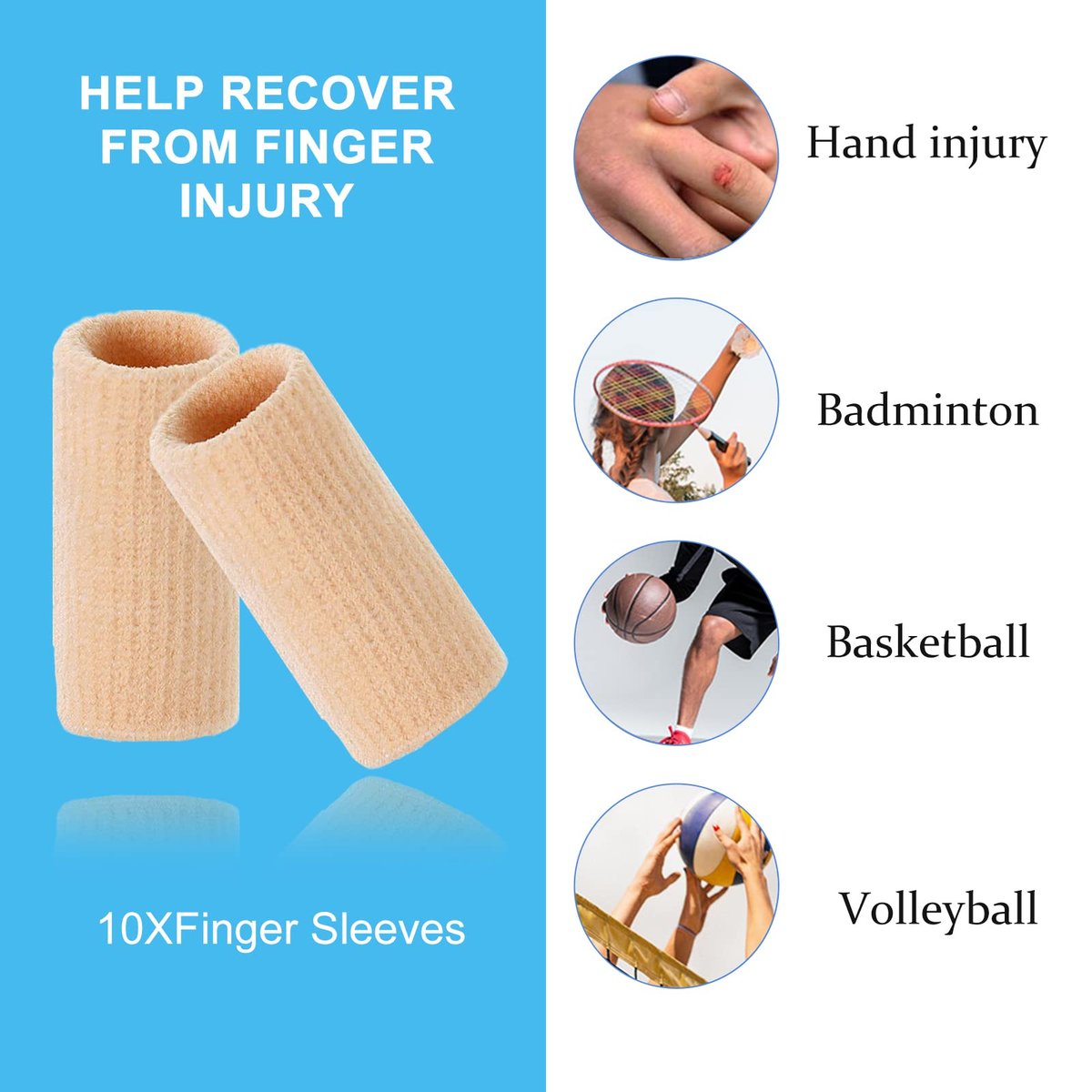 EDNYZAKRN Fingerkompressionshülsen – Unterstützung für Finger, Fingerschutz für Arthritis, Schwellungen, Basketball & Sport – Atmungsaktiv & Elastisch (10er-Pack, Beige, Einheitsgröße)