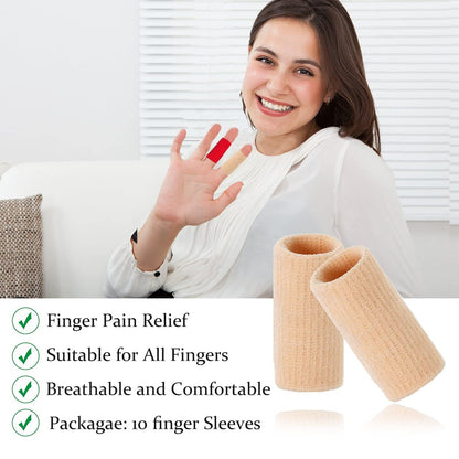 EDNYZAKRN Fingerkompressionshülsen – Unterstützung für Finger, Fingerschutz für Arthritis, Schwellungen, Basketball & Sport – Atmungsaktiv & Elastisch (10er-Pack, Beige, Einheitsgröße)
