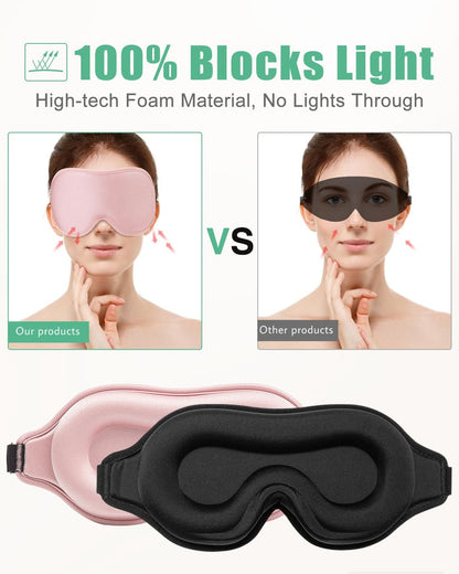 BeeVines 2er-Pack 3D-Kontur-Schlafmaske für Wimpernverlängerungen, geformte Augenmaske mit verstellbarem Riemen, 100% Lichtblockade für Reisen, Yoga und Nickerchen