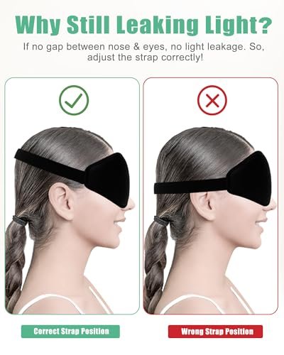 BeeVines 2er-Pack 3D-Kontur-Schlafmaske für Wimpernverlängerungen, geformte Augenmaske mit verstellbarem Riemen, 100% Lichtblockade für Reisen, Yoga und Nickerchen