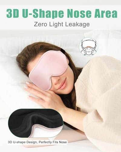 BeeVines 2er-Pack 3D-Kontur-Schlafmaske für Wimpernverlängerungen, geformte Augenmaske mit verstellbarem Riemen, 100% Lichtblockade für Reisen, Yoga und Nickerchen