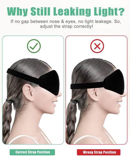 BeeVines 2er-Pack 3D-Kontur-Schlafmaske für Wimpernverlängerungen, geformte Augenmaske mit verstellbarem Riemen, 100% Lichtblockade für Reisen, Yoga und Nickerchen