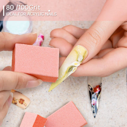 Maryton Mini Nagelbufferblöcke 180/240 Grit - Professionelle Salon-Orangenpuffer für Gel-Nagellack, Acryl, 50 Stück