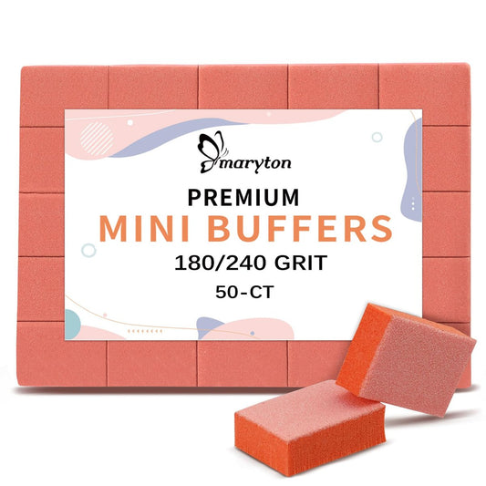 Maryton Mini Nagelbufferblöcke 180/240 Grit - Professionelle Salon-Orangenpuffer für Gel-Nagellack, Acryl, 50 Stück