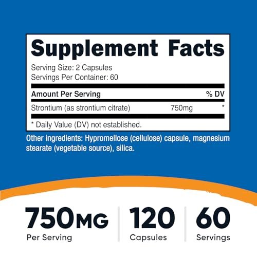 Nutricost Strontium Kapseln 750mg, 120 Kapseln - Vegetarisch, Nicht-GVO, Glutenfrei