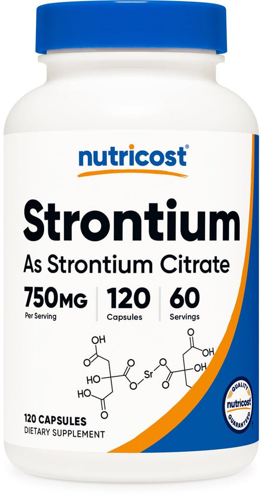 Nutricost Strontium Kapseln 750mg, 120 Kapseln - Vegetarisch, Nicht-GVO, Glutenfrei