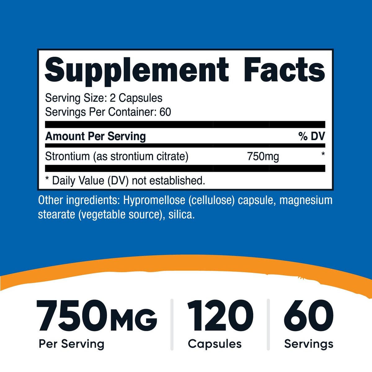 Nutricost Strontium Kapseln 750mg, 120 Kapseln - Vegetarisch, Nicht-GVO, Glutenfrei