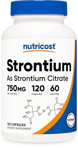 Nutricost Strontium Kapseln 750mg, 120 Kapseln - Vegetarisch, Nicht-GVO, Glutenfrei