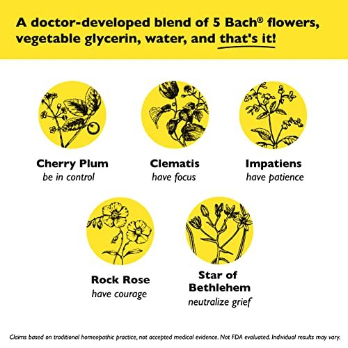 Bach Rescue Remedy Tropfen 10 ml – natürlicher Stressabbau, homöopathische Blütenessenzen, vegan, gluten- & zuckerfrei, nicht gewöhnungsbedürftig (alkoholfreie Formel)
