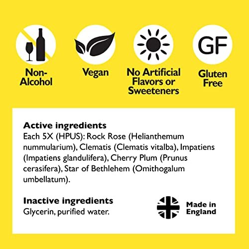 Bach Rescue Remedy Tropfen 10 ml – natürlicher Stressabbau, homöopathische Blütenessenzen, vegan, gluten- & zuckerfrei, nicht gewöhnungsbedürftig (alkoholfreie Formel)