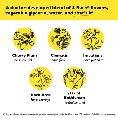 Bach Rescue Remedy Tropfen 10 ml – natürlicher Stressabbau, homöopathische Blütenessenzen, vegan, gluten- & zuckerfrei, nicht gewöhnungsbedürftig (alkoholfreie Formel)