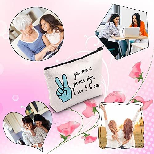 Peace Sign Makeup Bag für Krankenschwestern – Lustiges Zubehör für OBGYN & Hebammen (Beige)