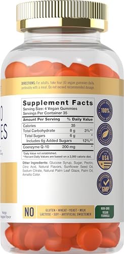 Carlyle CoQ10 200 mg Gummis – 140 Stück – Mango-Ananas-Geschmack – Vegan, Nicht-GVO, Glutenfrei
