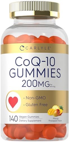 Carlyle CoQ10 200 mg Gummis – 140 Stück – Mango-Ananas-Geschmack – Vegan, Nicht-GVO, Glutenfrei