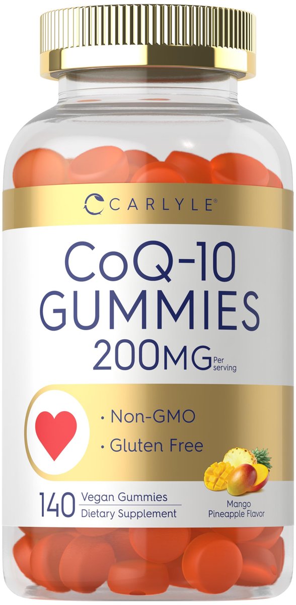 Carlyle CoQ10 200 mg Gummis – 140 Stück – Mango-Ananas-Geschmack – Vegan, Nicht-GVO, Glutenfrei