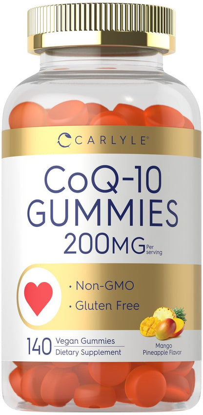 Carlyle CoQ10 200 mg Gummis – 140 Stück – Mango-Ananas-Geschmack – Vegan, Nicht-GVO, Glutenfrei