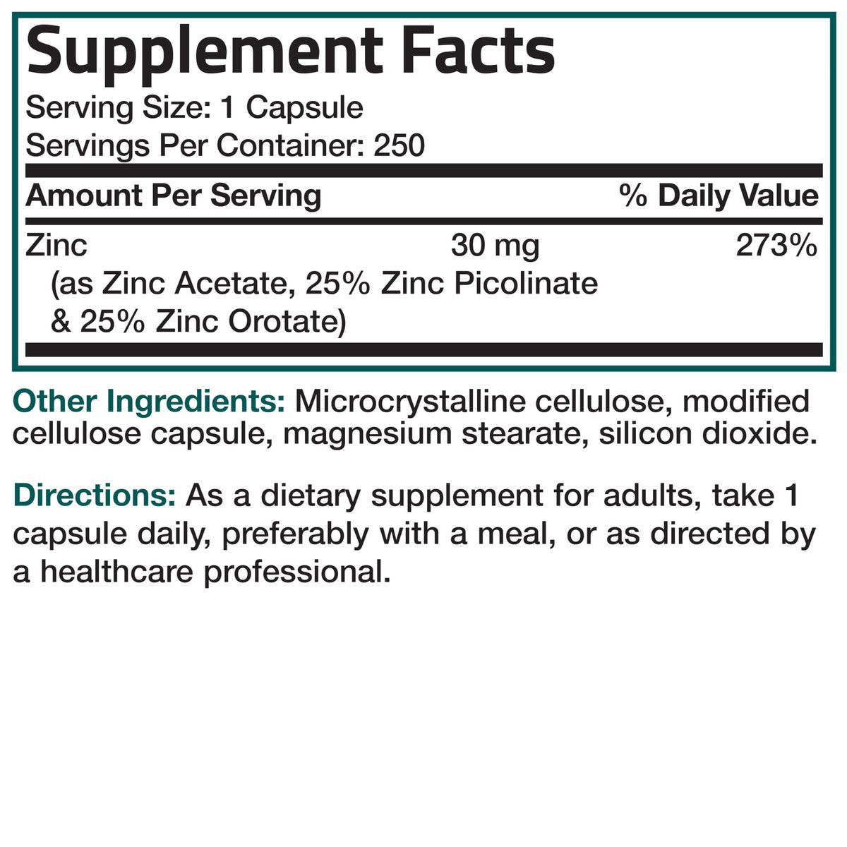 Bronson Zink Triple Play 30 mg – Dreifache Immununterstützung mit Zinkacetat, Picolinat & Orotat – 250 vegane Kapseln