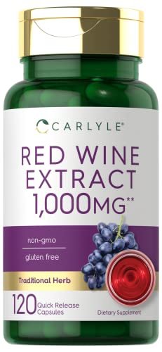 Carlyle Rotwein-Extrakt Kapseln | 120 Stück | Non-GMO & Glutenfrei Nahrungsergänzungsmittel