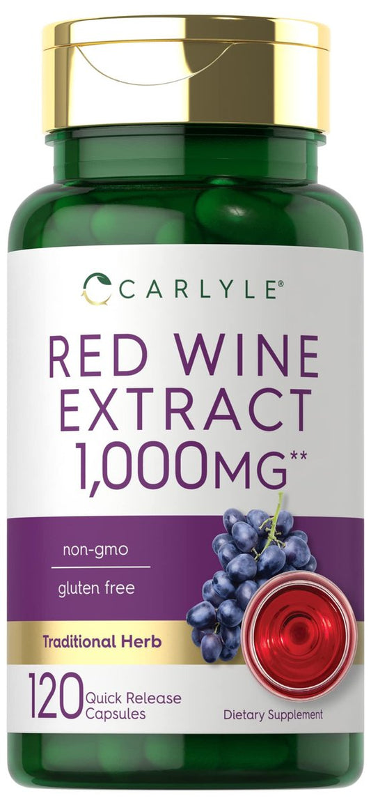 Carlyle Rotwein-Extrakt Kapseln | 120 Stück | Non-GMO & Glutenfrei Nahrungsergänzungsmittel