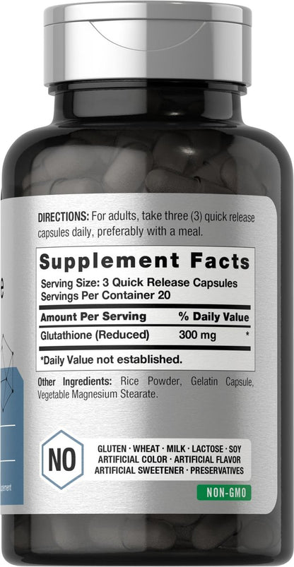Horbäach Glutathion 300mg | 60 Kapseln | Nicht-GVO & Glutenfrei | Antioxidans Nahrungsergänzungsmittel