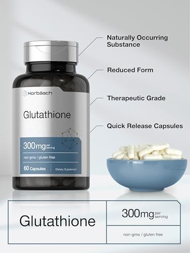 Horbäach Glutathion 300mg | 60 Kapseln | Nicht-GVO & Glutenfrei | Antioxidans Nahrungsergänzungsmittel