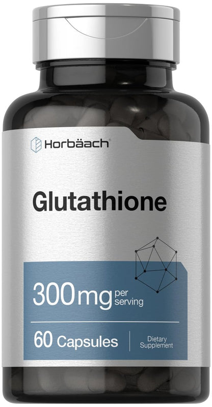 Horbäach Glutathion 300mg | 60 Kapseln | Nicht-GVO & Glutenfrei | Antioxidans Nahrungsergänzungsmittel