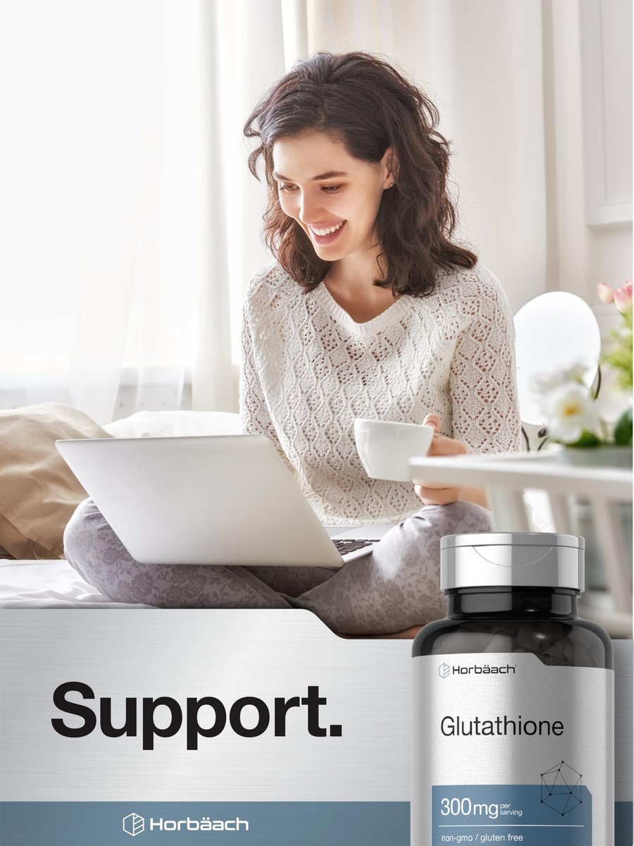 Horbäach Glutathion 300mg | 60 Kapseln | Nicht-GVO & Glutenfrei | Antioxidans Nahrungsergänzungsmittel