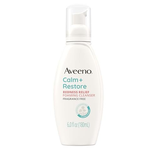 Aveeno Calm + Restore Redness Relief Reinigender Schaum - Beruhigender Gesichtsreiniger mit Kamille zur Reduzierung von Rötungen, hypoallergen & parfümfrei, 177 ml
