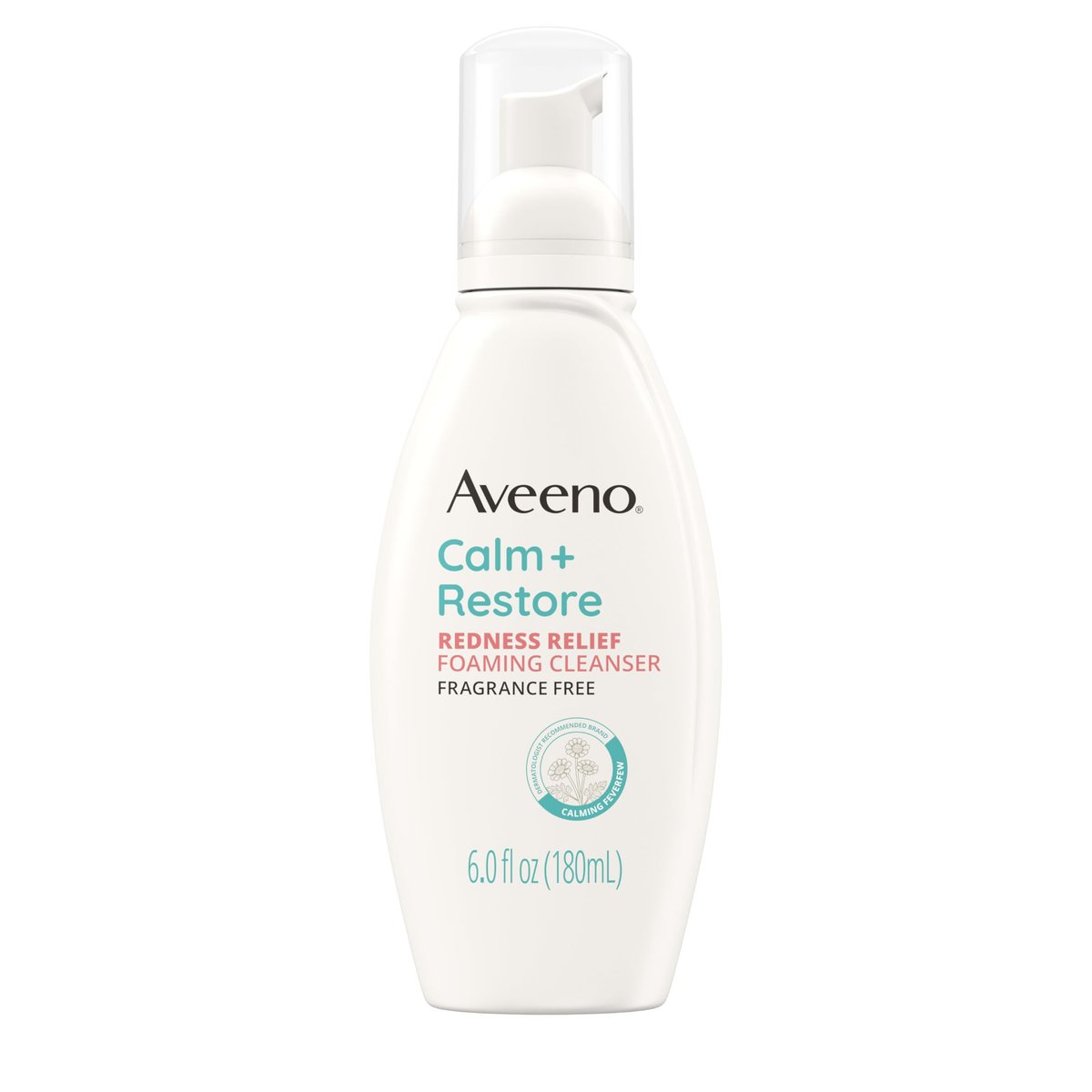 Aveeno Calm + Restore Redness Relief Reinigender Schaum - Beruhigender Gesichtsreiniger mit Kamille zur Reduzierung von Rötungen, hypoallergen & parfümfrei, 177 ml