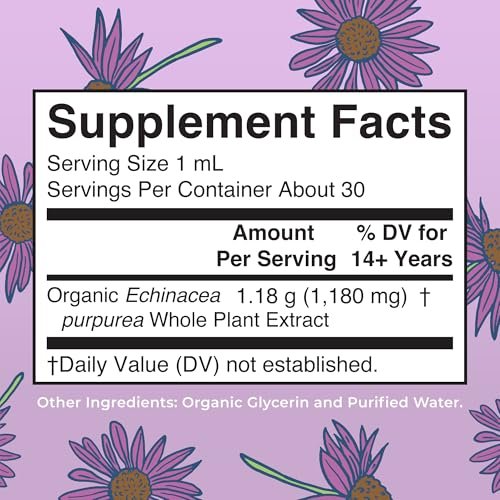 MARYRUTH'S Organics Echinacea Purpurea Liquid – Zuckerfrei, USDA Organic, Alkoholfrei, Vegan – 30 ml