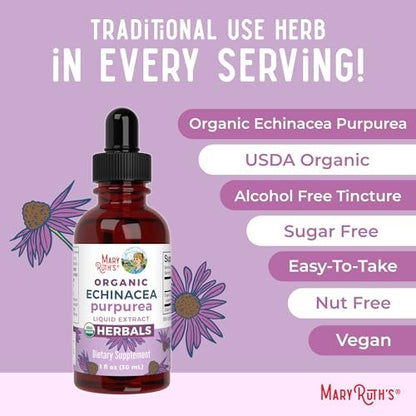 MARYRUTH'S Organics Echinacea Purpurea Liquid – Zuckerfrei, USDA Organic, Alkoholfrei, Vegan – 30 ml