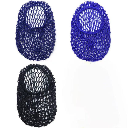 TCOTBE 3er Set Mesh Haarnetz aus Rayon-Strick – Schlafhaube für langes Haar, dünnes Haar, Damen-Haarnetz für Schlaf und Schutz, schwarz, königsblau und dunkelblau