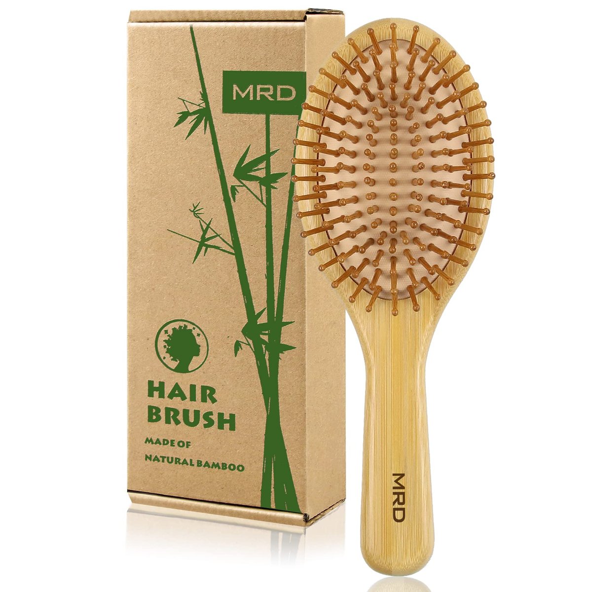 MRD Haarbürste aus natürlichem Bambus – Paddle-Entwirrbürste für dickes, dünnes, lockiges und trockenes Haar, für Frauen und Männer