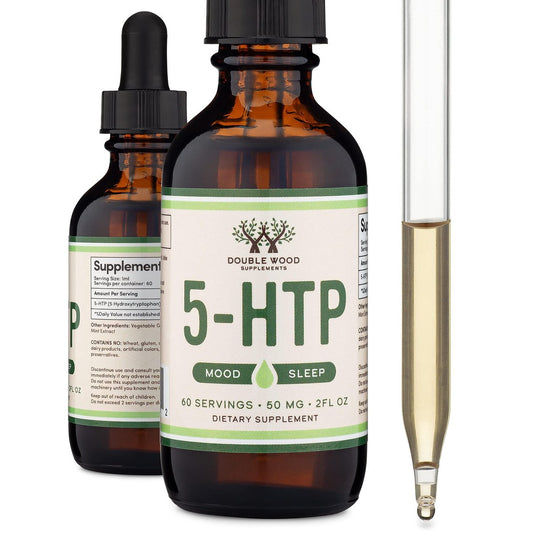 5-HTP Flüssig-Tropfen – Höhere Bioverfügbarkeit als Kapseln (60 Portionen à 50 mg 99%+ 5-HTP) Serotonin-Supplement für Stimmung, Schlaf und Entspannung von Double Wood