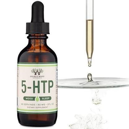 5-HTP Flüssig-Tropfen – Höhere Bioverfügbarkeit als Kapseln (60 Portionen à 50 mg 99%+ 5-HTP) Serotonin-Supplement für Stimmung, Schlaf und Entspannung von Double Wood