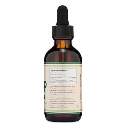 5-HTP Flüssig-Tropfen – Höhere Bioverfügbarkeit als Kapseln (60 Portionen à 50 mg 99%+ 5-HTP) Serotonin-Supplement für Stimmung, Schlaf und Entspannung von Double Wood