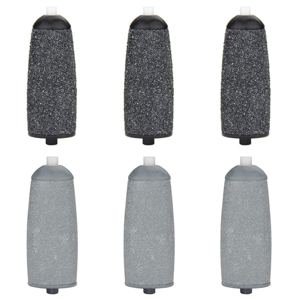 Ersatzwalzen für Flawless Pedi, 6er-Pack Kompatible Roller Refills für Finishing Touch Flawless Pedi Elektrische Fußfeile (3 schwarz grob + 3 grau fein)