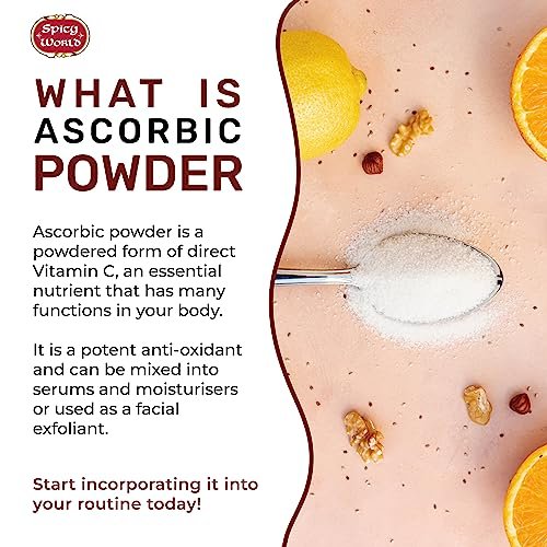Spicy World Ascorbinsäure 1 LB Bulk-Beutel – Reines Vitamin-C-Pulver – 100 % rein, Lebensmittelqualität, geeignet zum Einmachen, für Obst, Pools – USP-Qualität