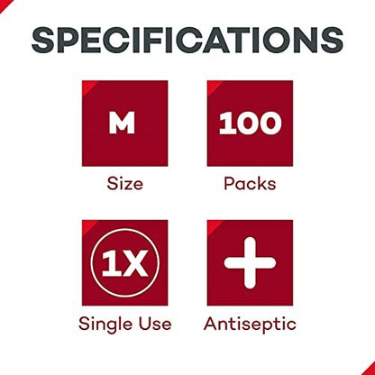 Dealmed Povidon-Iod-Vorbereitungspad 10% - einzeln versiegelte Packungen, ideal für Wundversorgung und tragbare Erste-Hilfe-Sets, 100 Stück pro Schachtel (Packung mit 1)