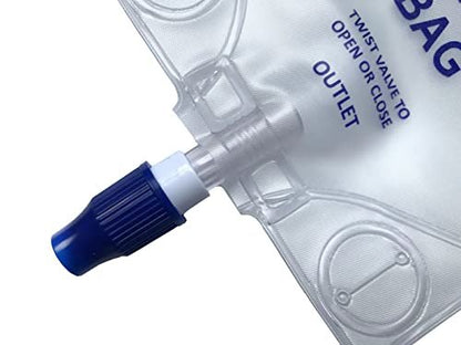 Lifevv 600 ml Urinbeutel, Drainagebeutel mit klarem Beutel, Nephrostomiebeutel, mit 60 cm Silikonschlauch, Drehverschluss (1 Pack)