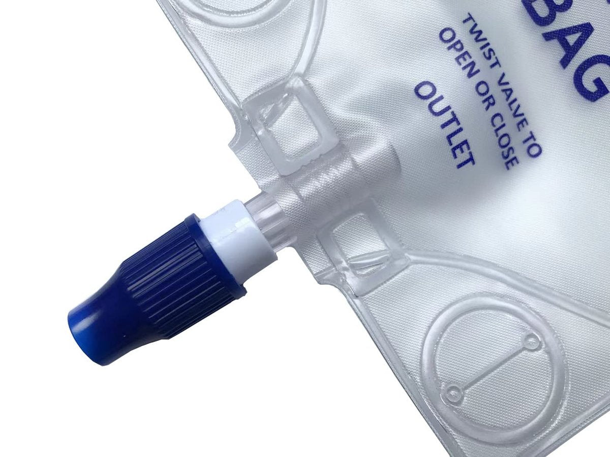 Lifevv 600 ml Urinbeutel, Drainagebeutel mit klarem Beutel, Nephrostomiebeutel, mit 60 cm Silikonschlauch, Drehverschluss (1 Pack)